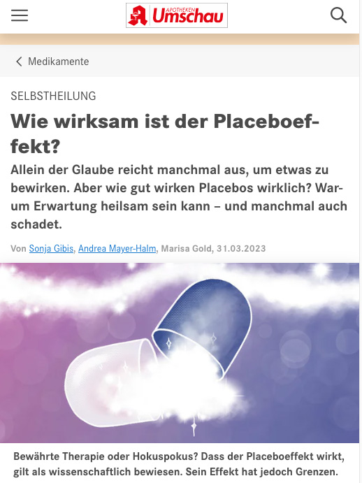 "Wie wirksam ist der Placeboeffekt?" – Artikel aus der Apotheken Umschau
